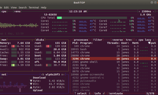 Bashtop – Linux的资源监视工具